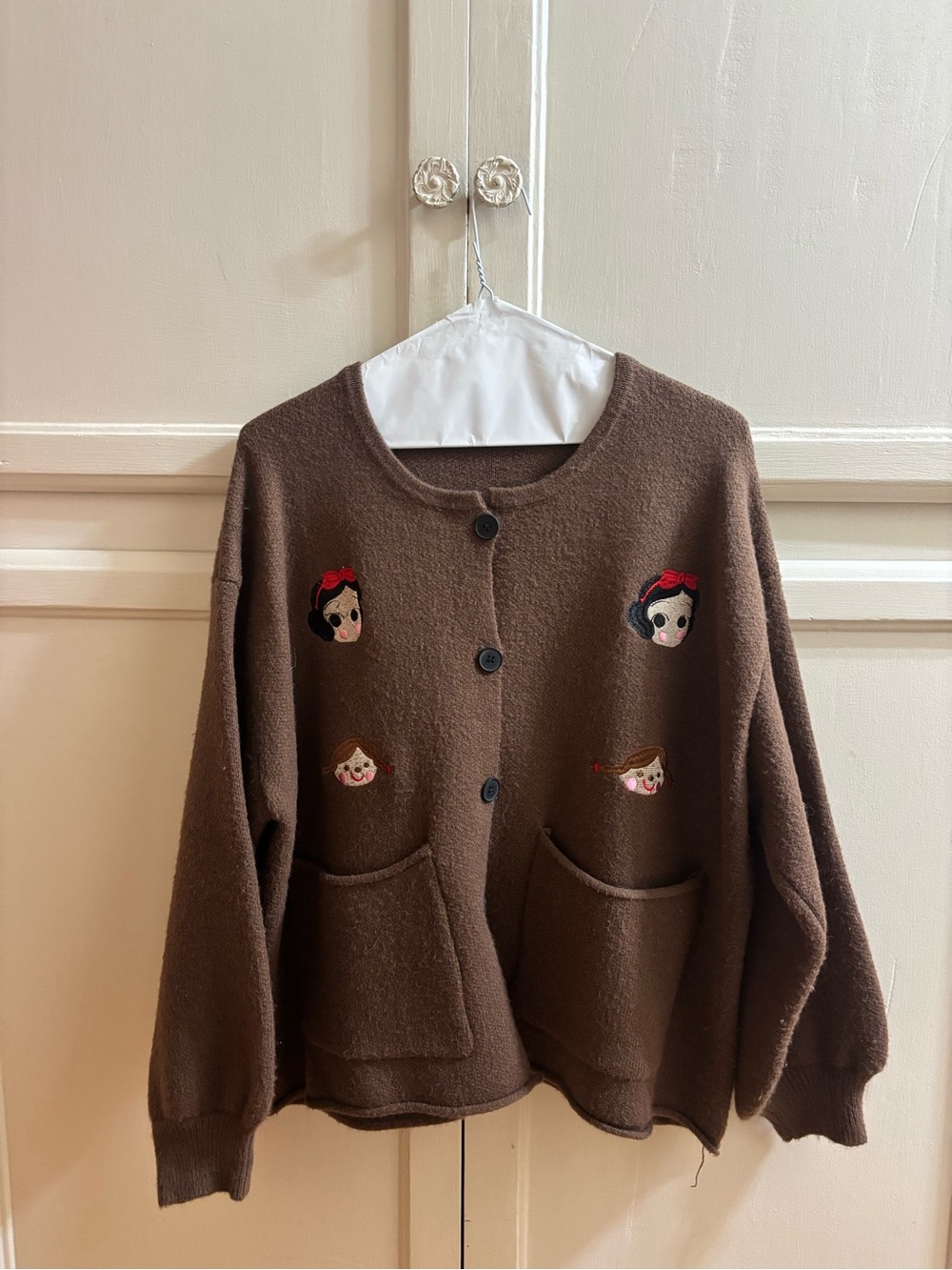 Womens Disney INSPIRED Brown Embroidered Cardigan with Pockets